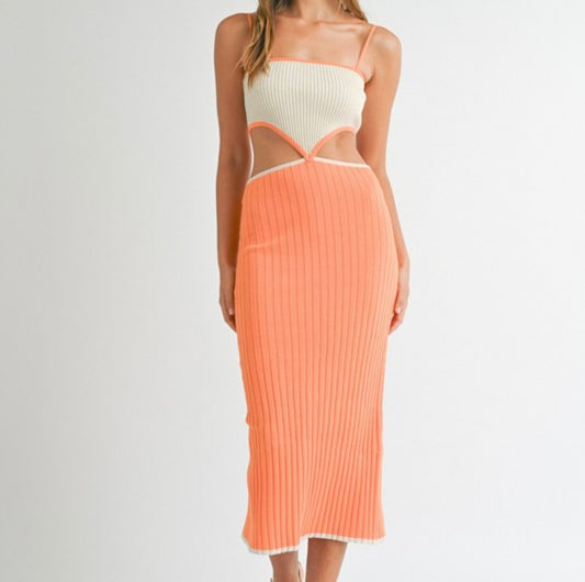 Ribbed Knit Colorblock Dress