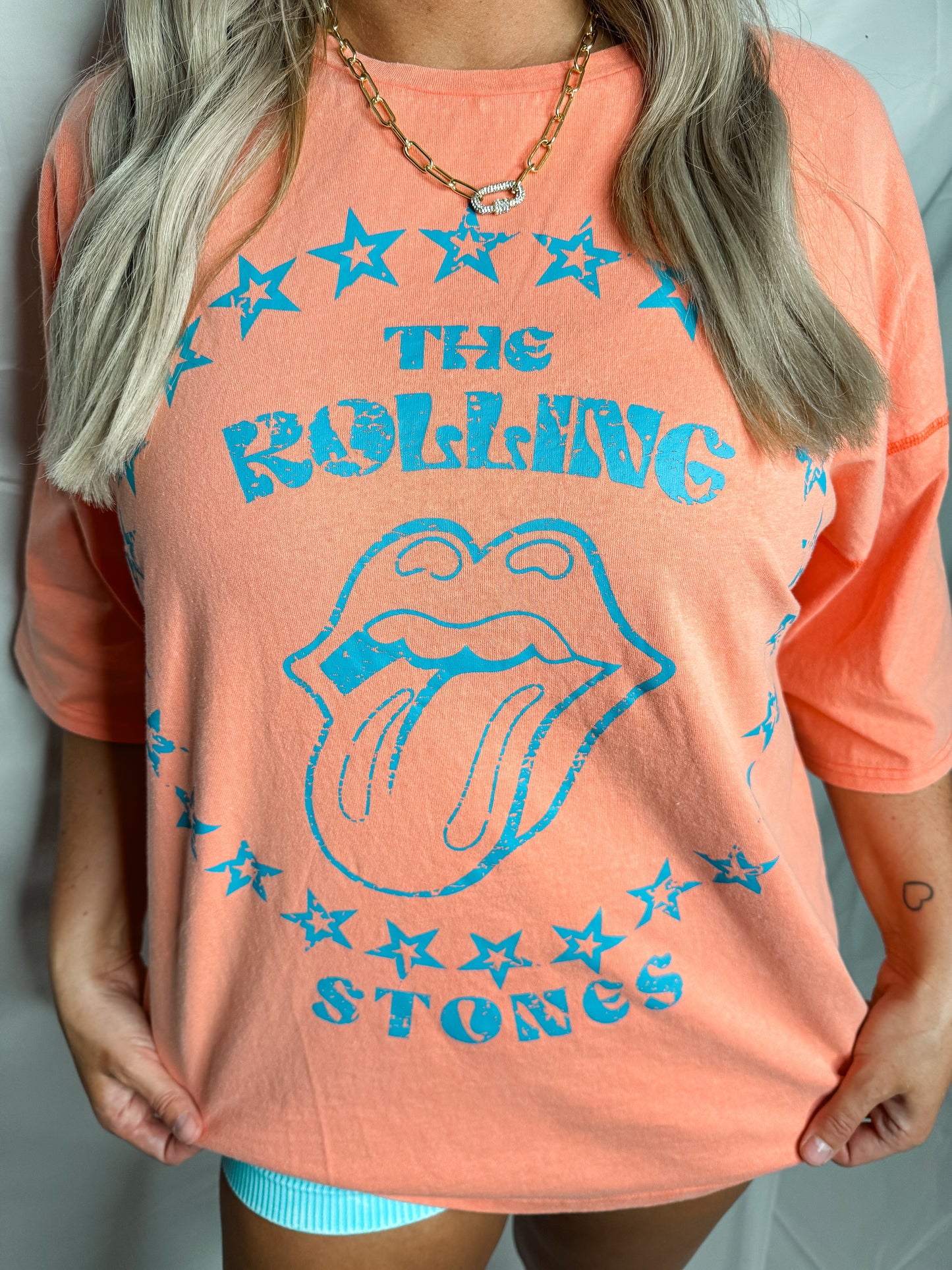 Orange Rolling Stones Oversized Tee